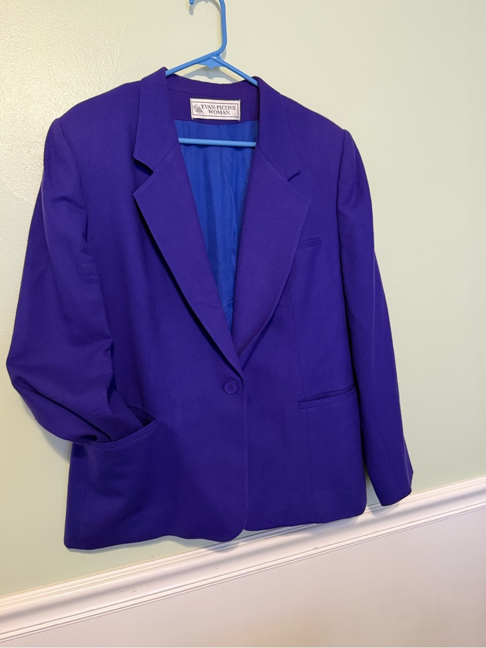 Vtg 80s/90s oversized Evan Picone Women Purple 100% Wool Blazer Sz 20W